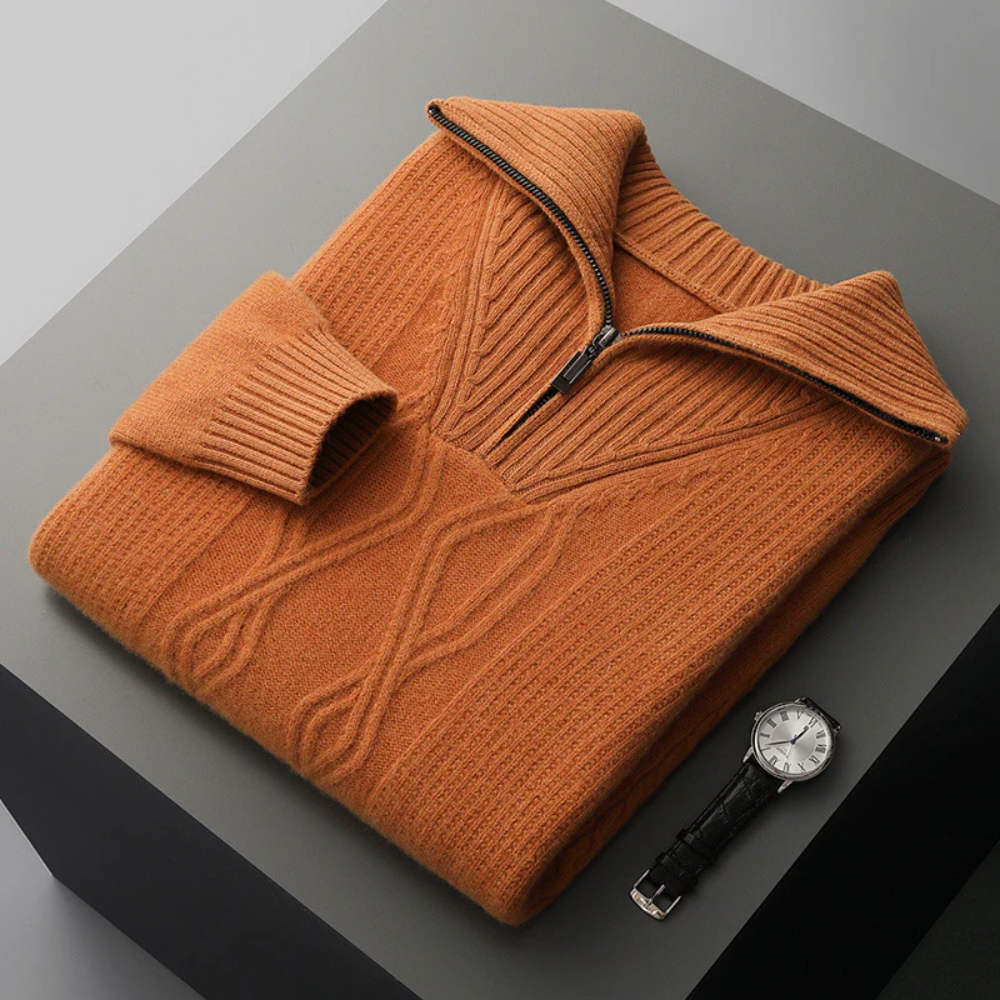 Sweater com Zip de Lã Merino Taranto