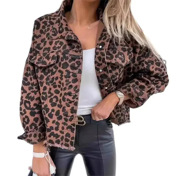Vanessa | Casaco de Denim com Estampa de Leopardo