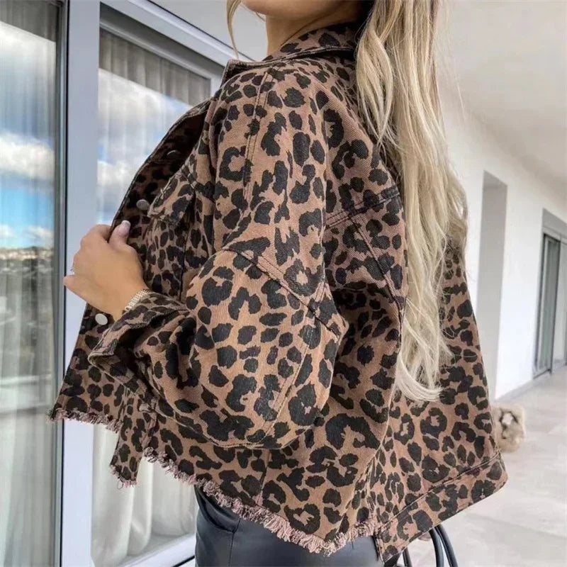 Vanessa | Casaco de Denim com Estampa de Leopardo