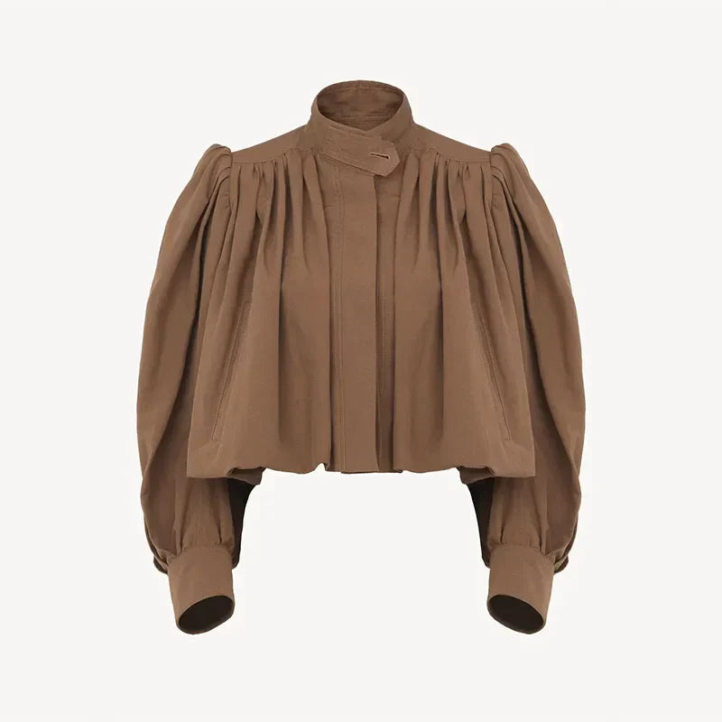 Frieda | Casaco Trendy com Mangas Puff Plissadas