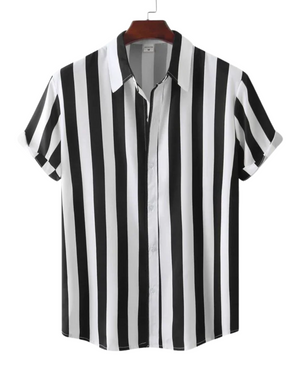 Camisa de Verão Listrada e Respirável