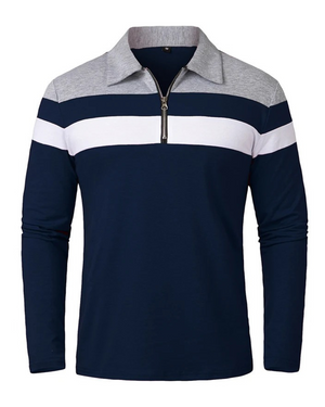 Sweater Elegante com Zíper Listrado