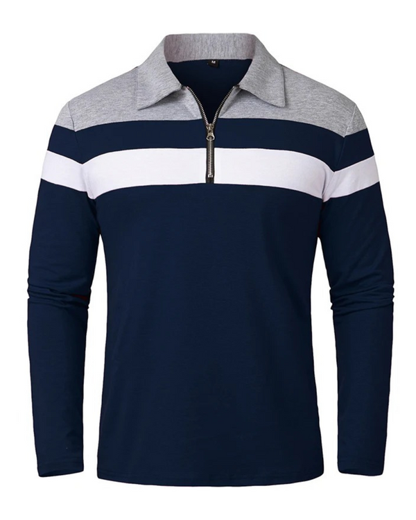 Sweater Elegante com Zíper Listrado