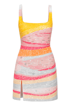 Sabrina | Vestido Mini de Decote Quadrado Colorido