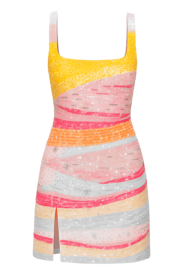 Sabrina | Vestido Mini de Decote Quadrado Colorido