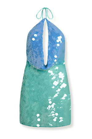 Kendra | Vestido Mini com Decote Halter Brilhante